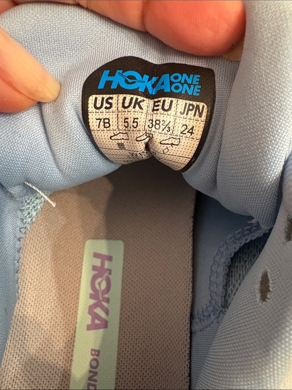 Hoka Women's Bondi 8 Pastel Blue with Lavender Trim Running Sneakers - Picture 5 of 5